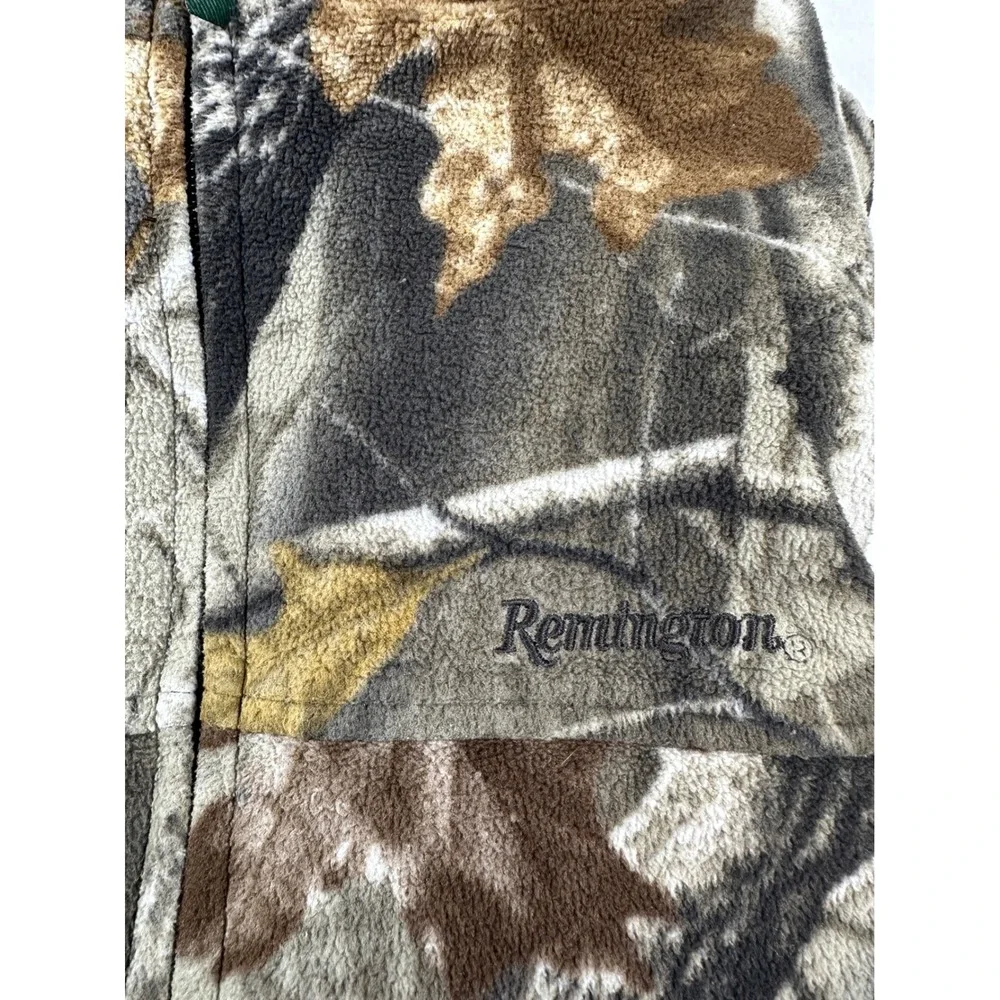Vtg Remington Fleece Jacket Mens Large Hardwood HD Camo Full Zip Outdoor Hunting